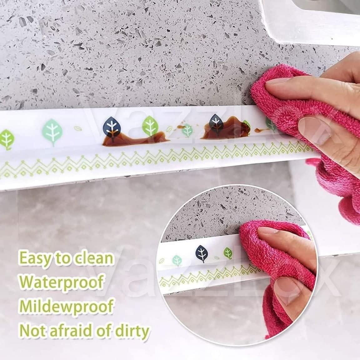 Waterproof Tape for Kitchen Sink Oil Proof Caulk Tape Strip Self Adhesive Bathroom Corner 3.2m*3.8cm (Multi Print)